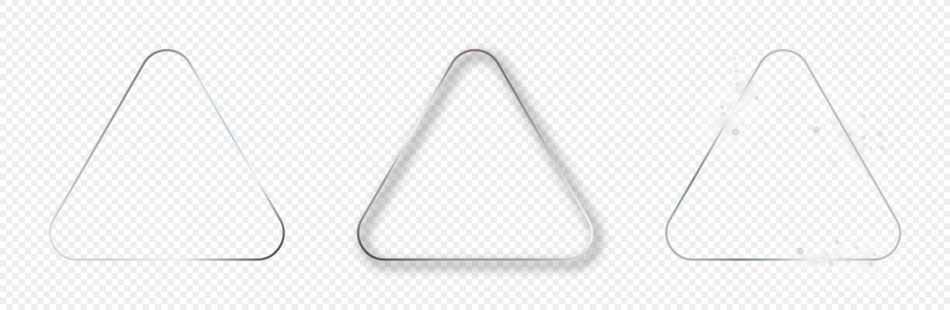 Silver glowing rounded triangle frame vector