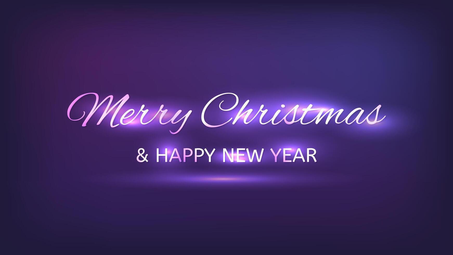 Merry Christmas and Happy New Year neon background vector