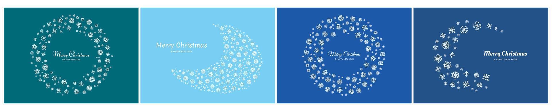 Set of Merry Christmas backgrounds with snowflakes vector