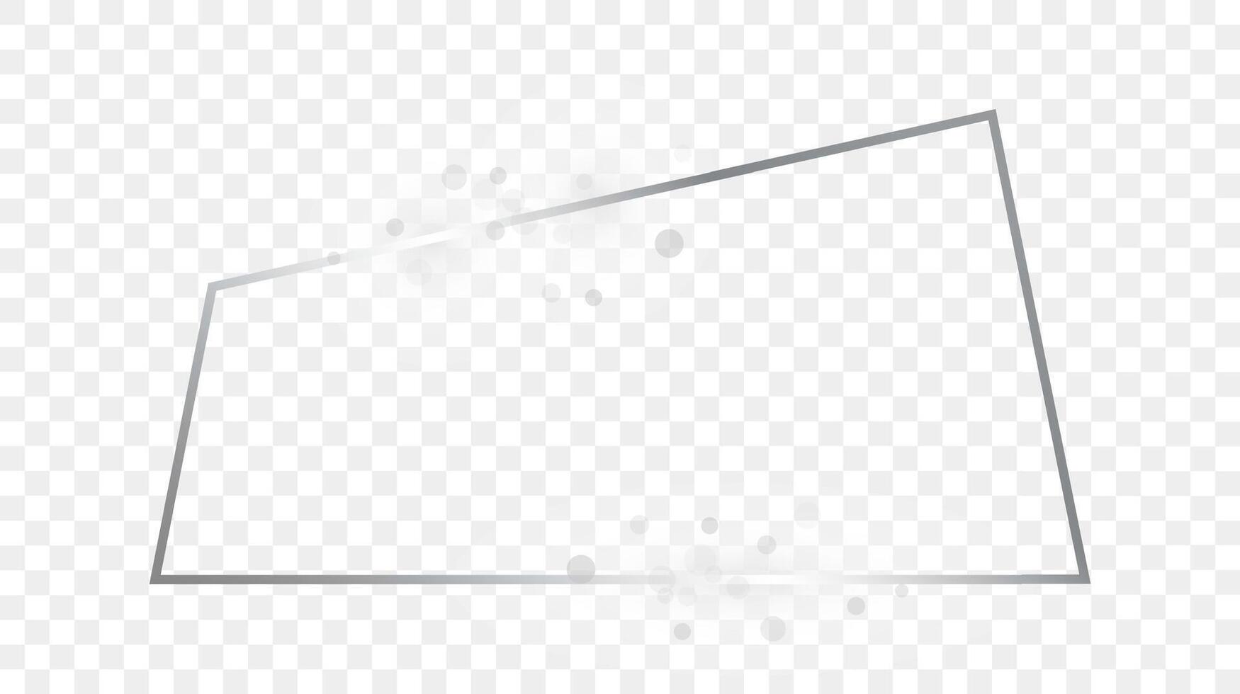 Silver glowing trapezoid shape frame with sparkles vector