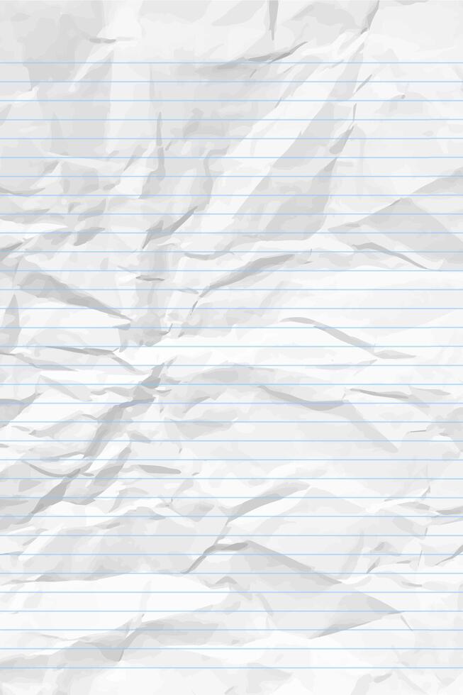 White clean crumpled notebook paper with lines vector