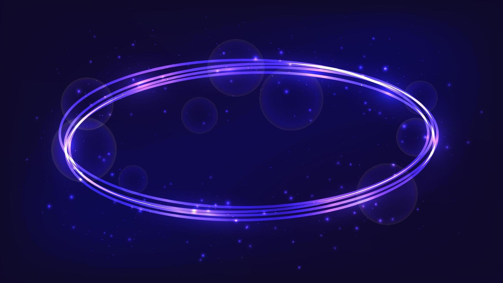 Neon oval frame with shining effects and sparkles vector