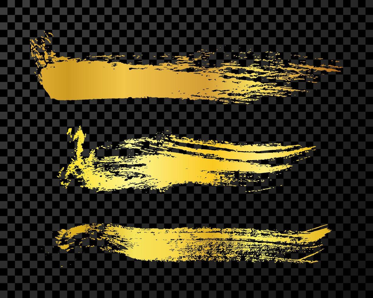 Set of gold hand drawn brush strokes vector