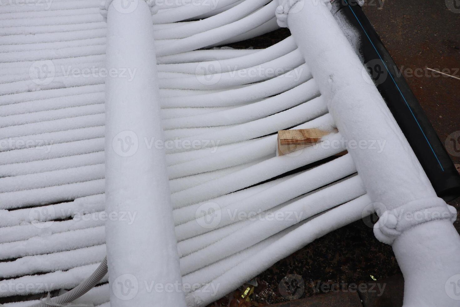 Freon pipes that keep the ice rink at the right temperature photo