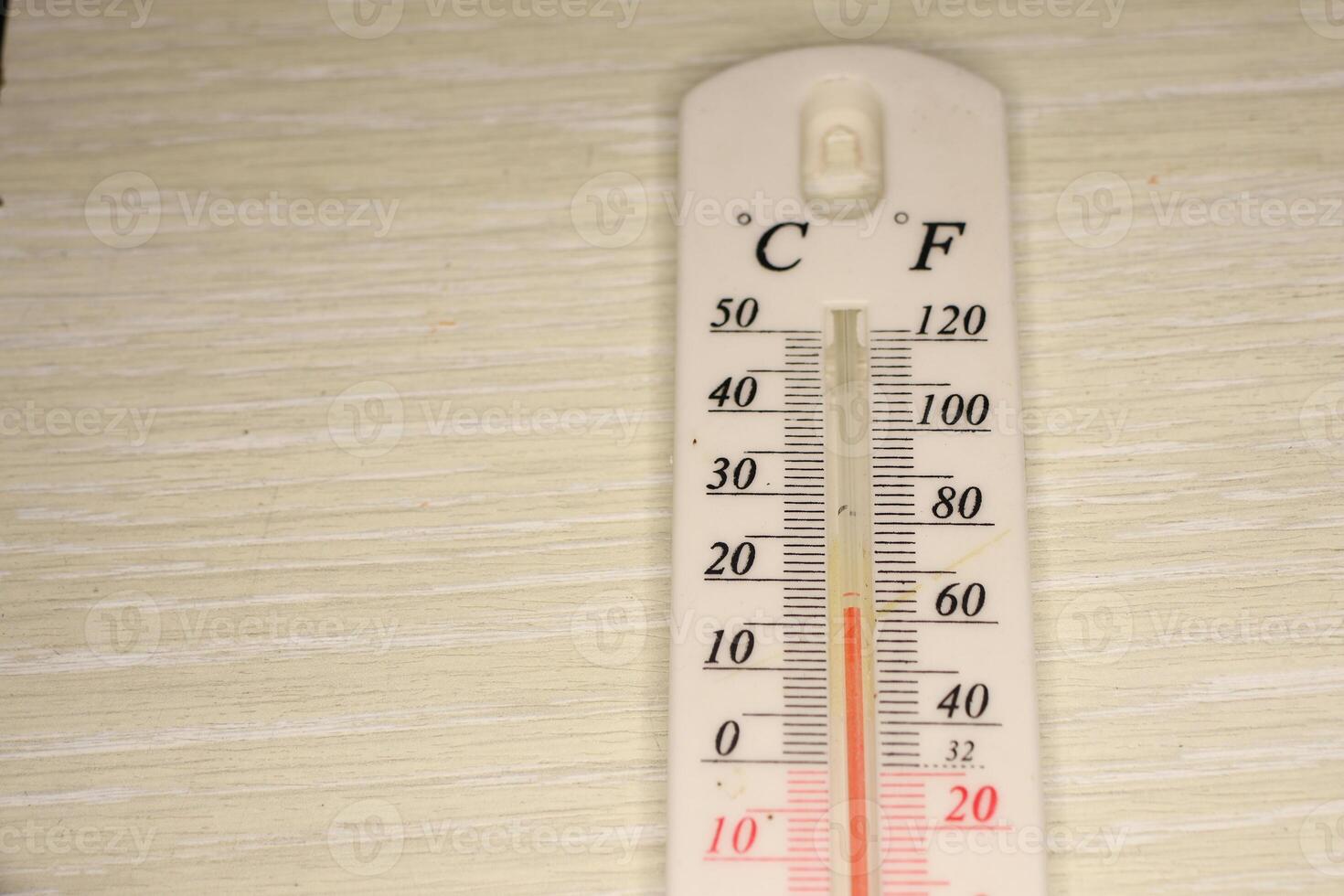 An indoor thermometer that accurately displays temperature in Celsius and Fahrenheit photo
