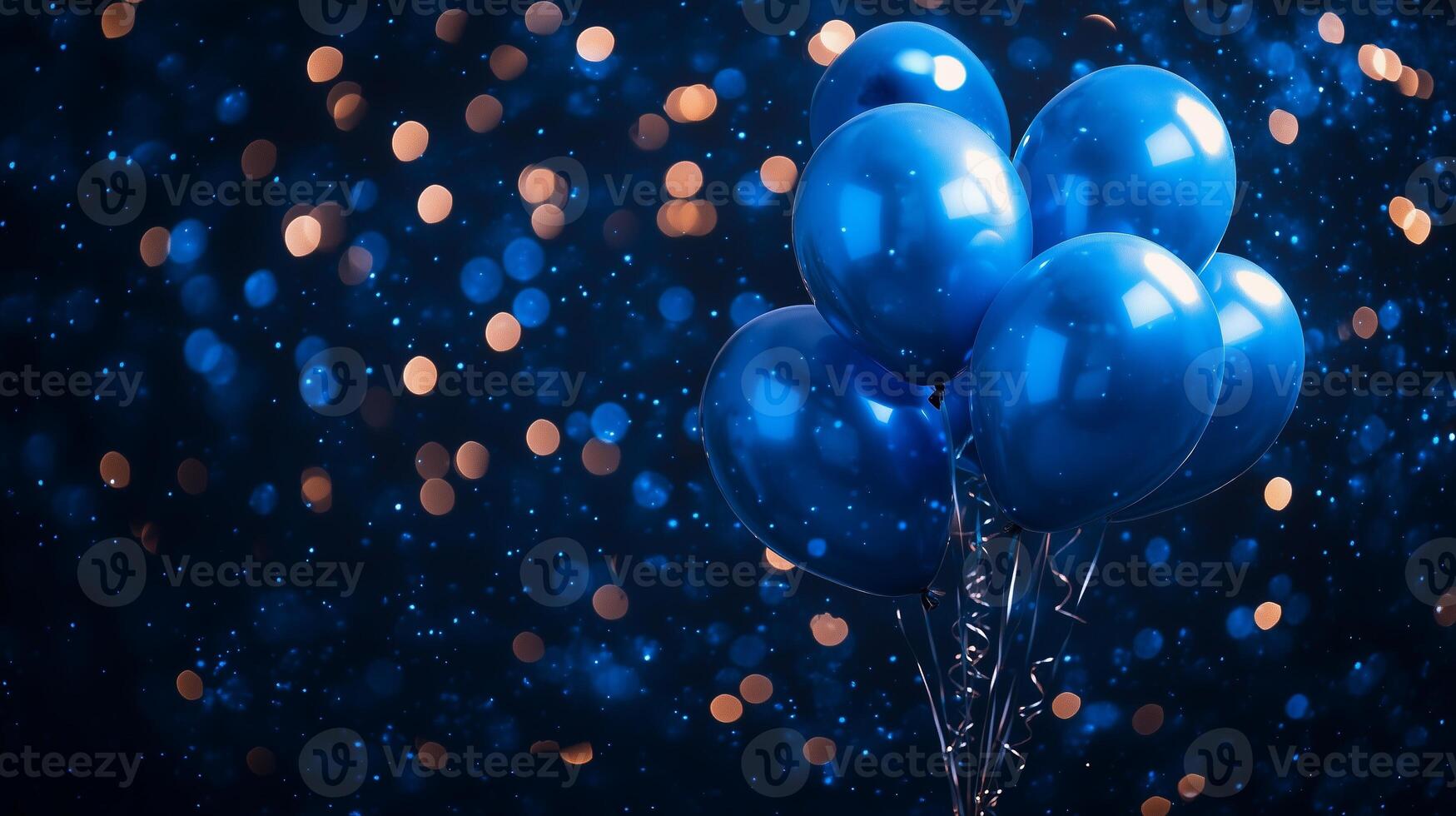 Blue balloons on a black background photo