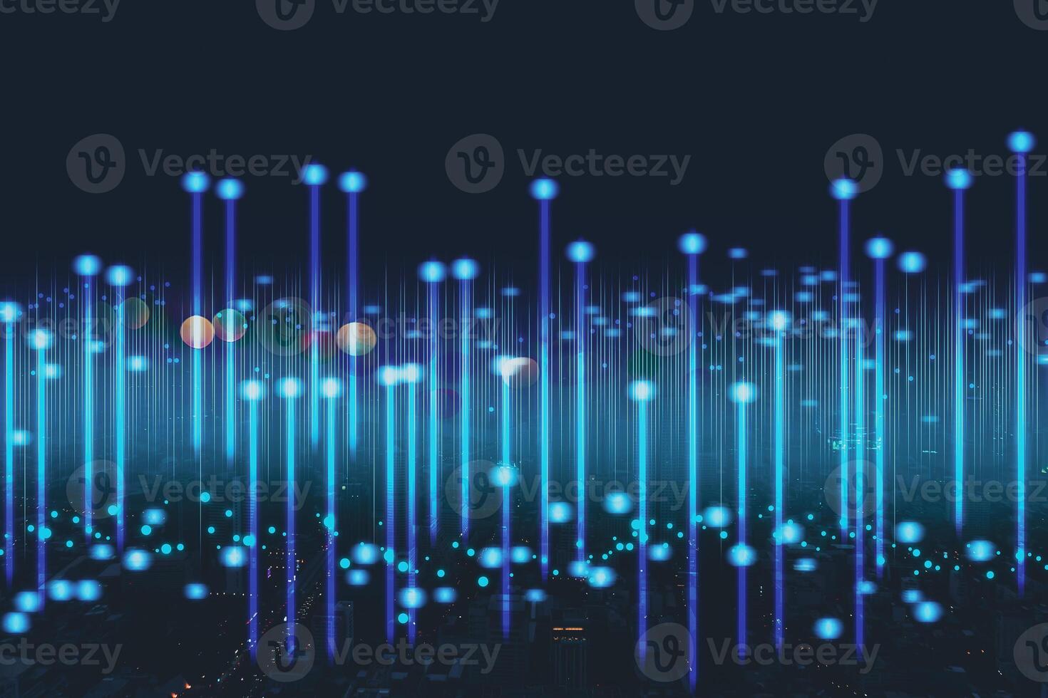 Smart city and digital transformation.Big data connection technology. Telecommunication and communication network concept. photo