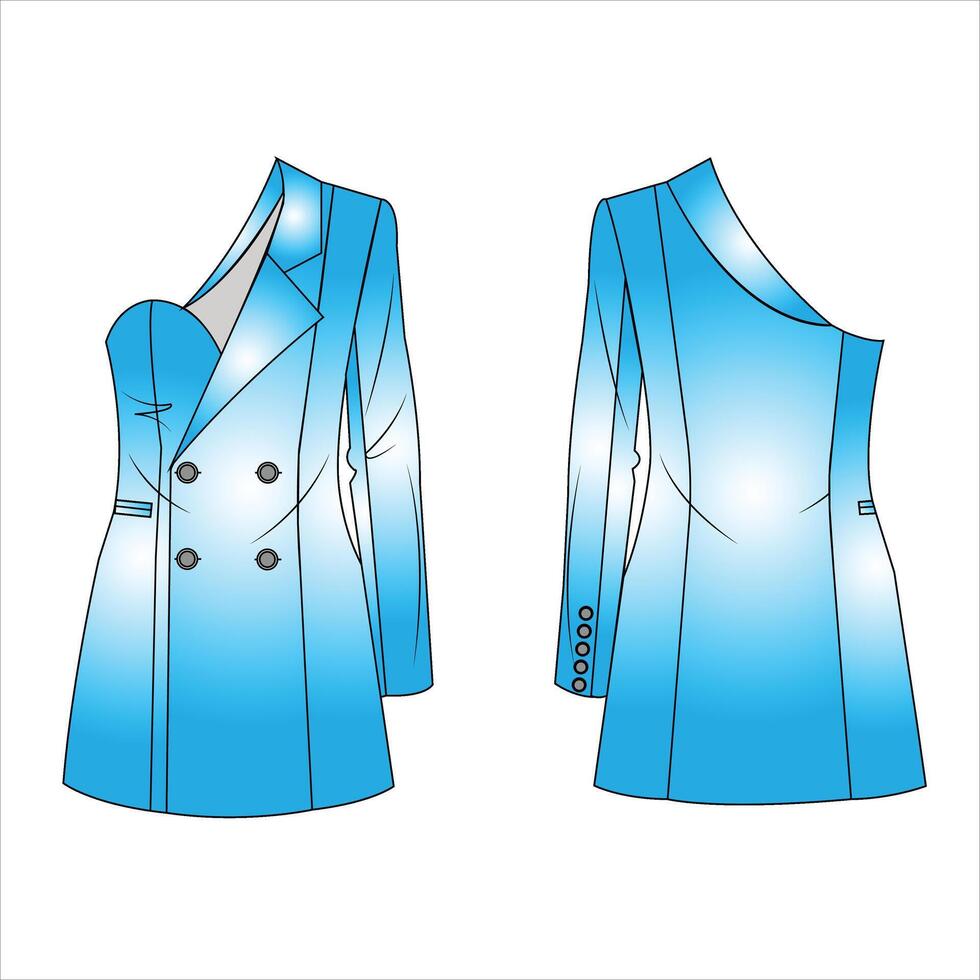evening wear in showing a tailored tuxedo with a white dress shirt and black bow tie for the man, complemented by an elegant asymmetrical one-shoulder gown with beaded vector