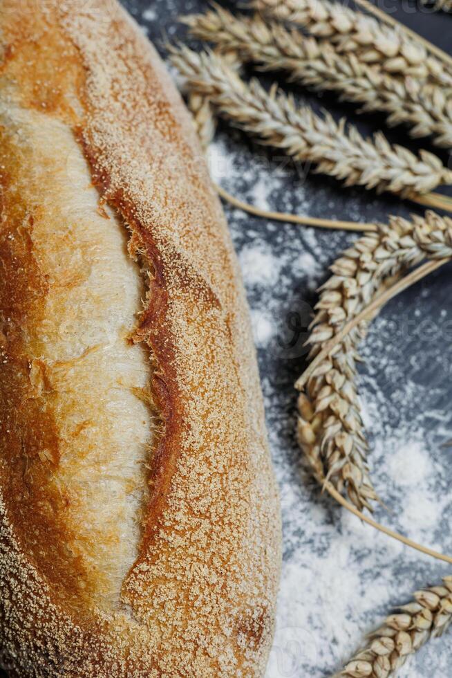 Fragrant whole grain bread without yeast. Bread on natural sourdough. Wheat bread photo