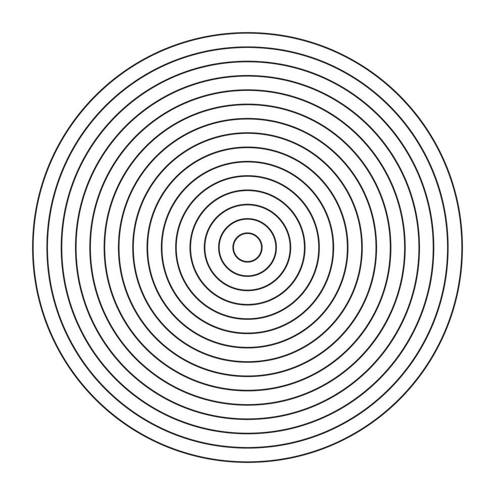 Polar grid of 14 concentric circles. Wheel of life, habits tracker. Coaching blank. Circle diagram divided on fourteen segments. Blank polar graph paper. Graphic template. vector