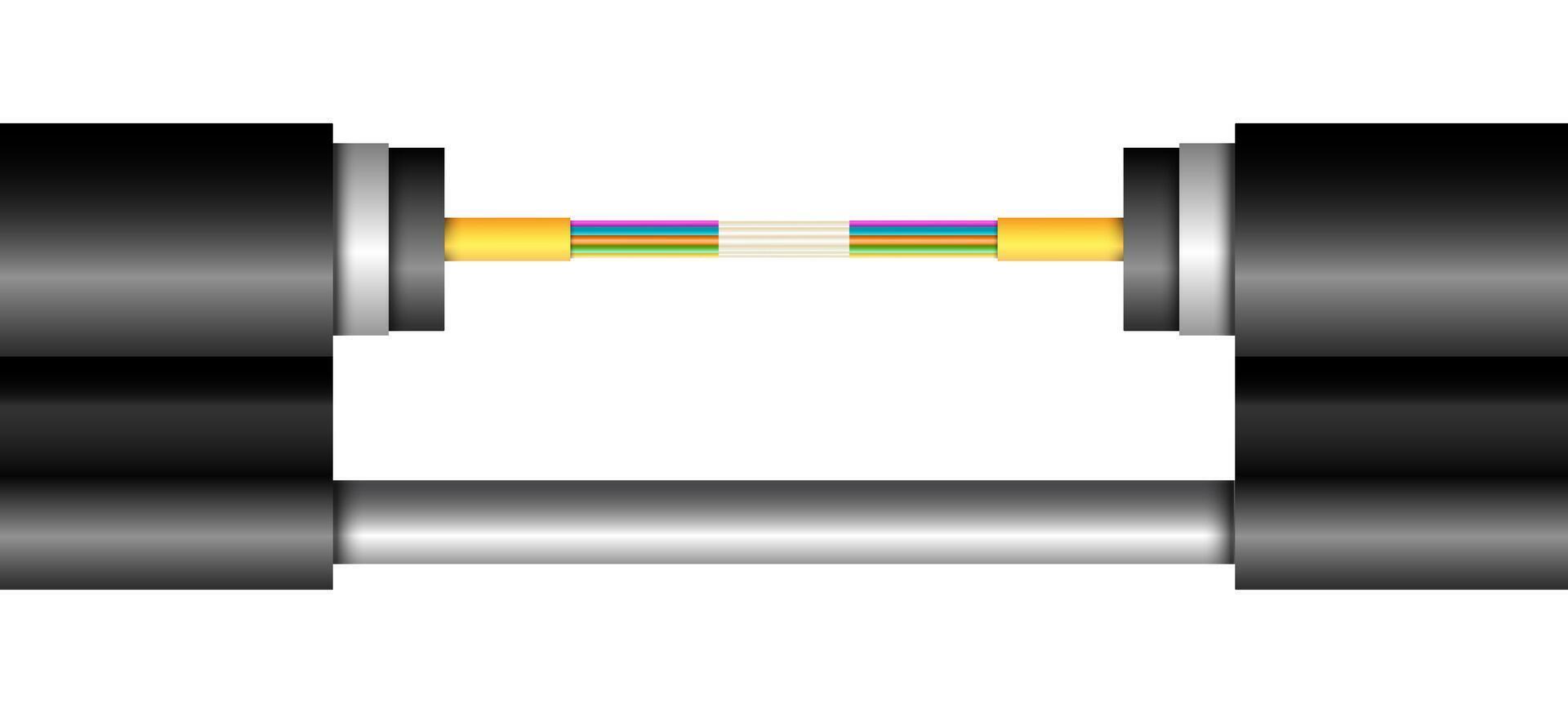 Realistic optic fiber cable on white background. illustration EPS 10. vector