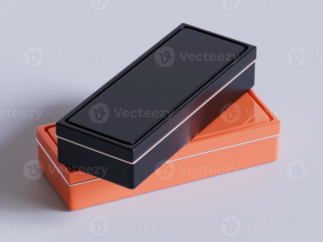 A black and orange box with a lid photo