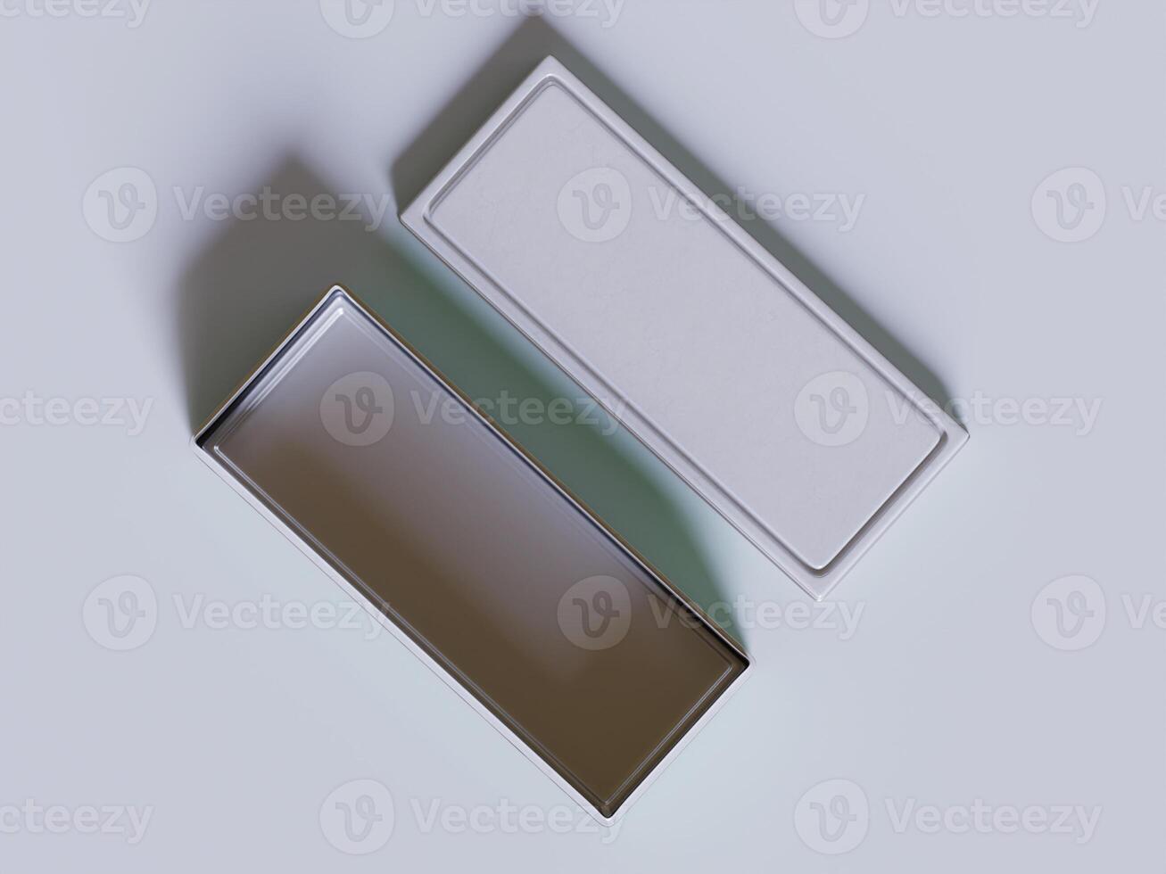 Two empty boxes on a white surface photo