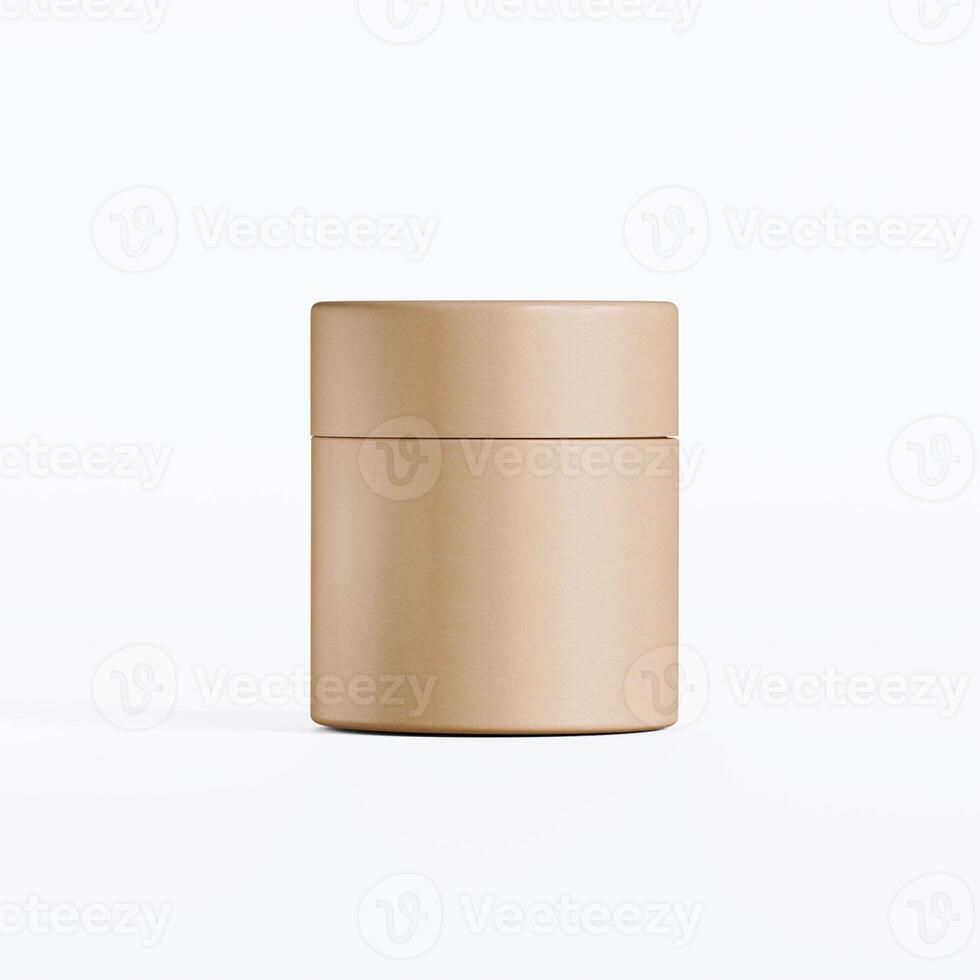 A beige container with a lid on a white background photo
