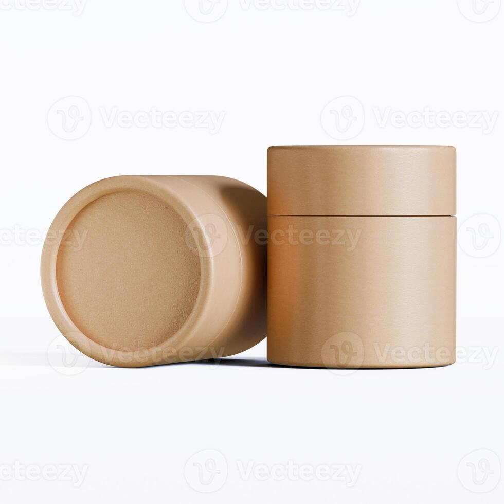 Two empty containers with a lid on a white surface photo