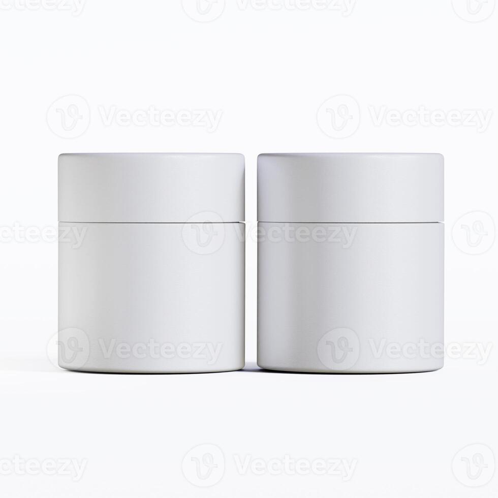 Two white containers with lids on a white background photo