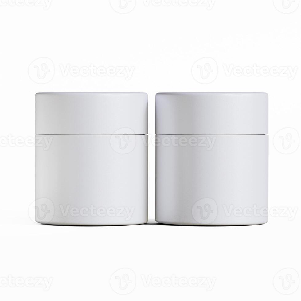 Two white containers with lids on a white background photo