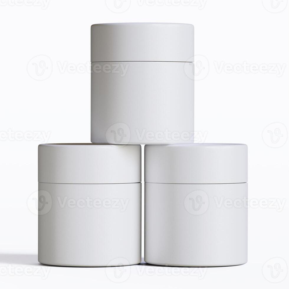 Three white containers stacked on top of each other photo