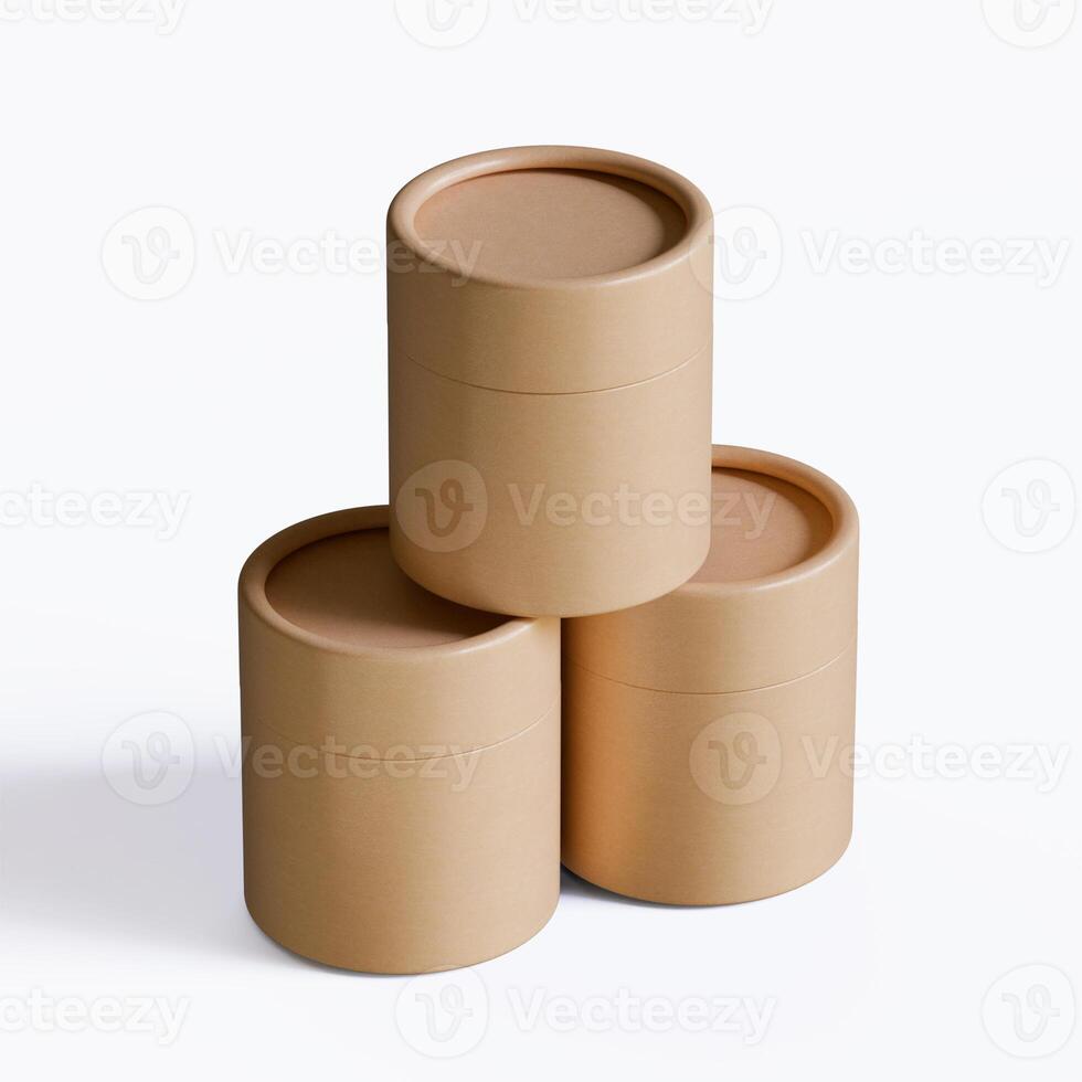 Three brown paper boxes stacked on top of each other photo