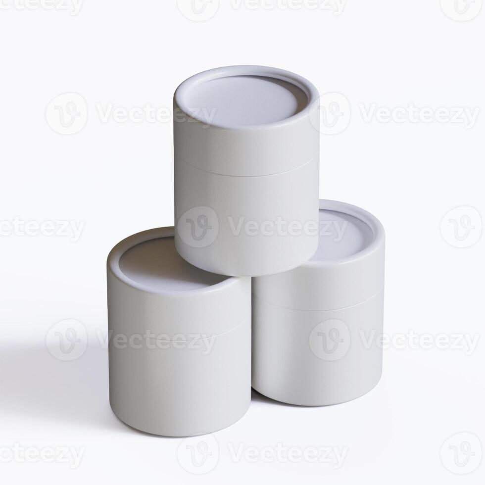 Three white containers stacked on top of each other photo