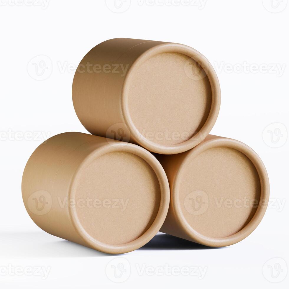 Three empty brown paper containers stacked on top of each other photo