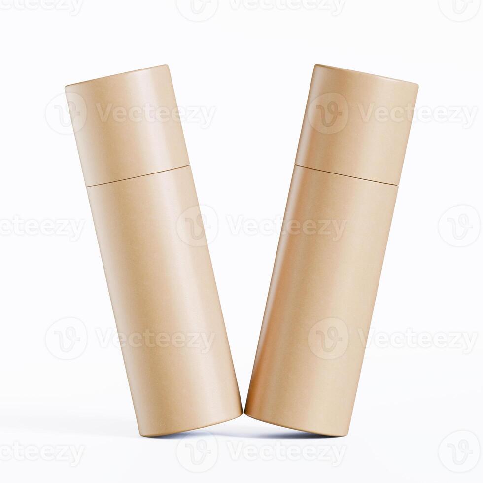 Two empty cardboard tubes on a white surface photo