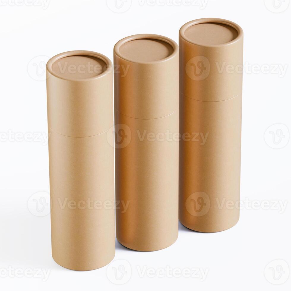 Three empty cardboard tubes on a white background photo
