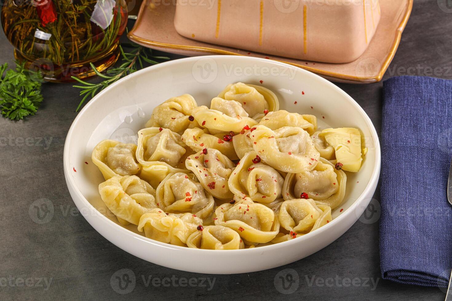 Russian homemade dumplings with meat photo