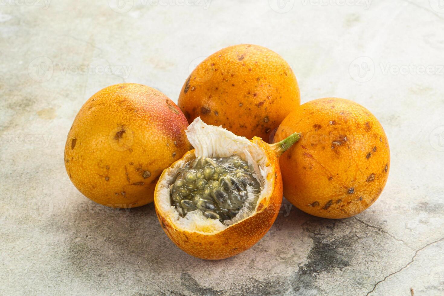 Yellow tropical sweet maracuya fruit photo