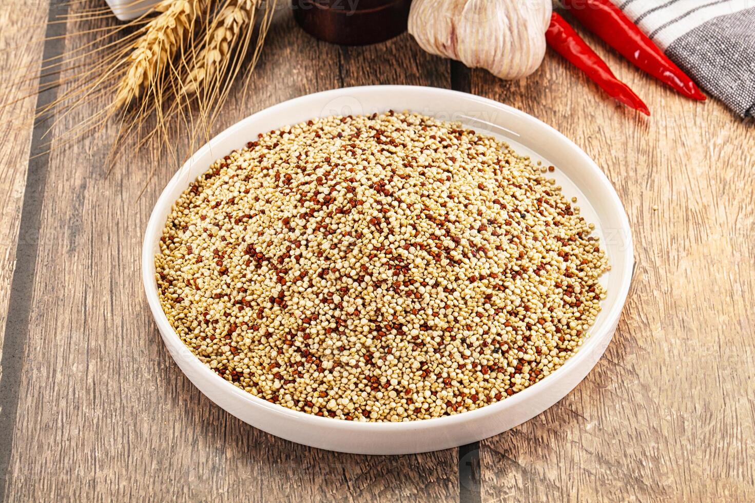 Raw dry quinoa seeds cereal photo