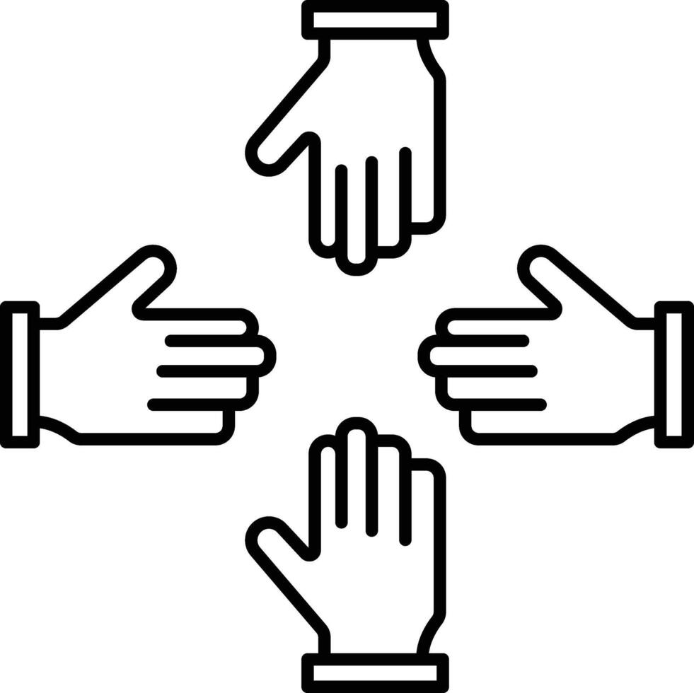 Teamwork Hands Line Icon Design vector