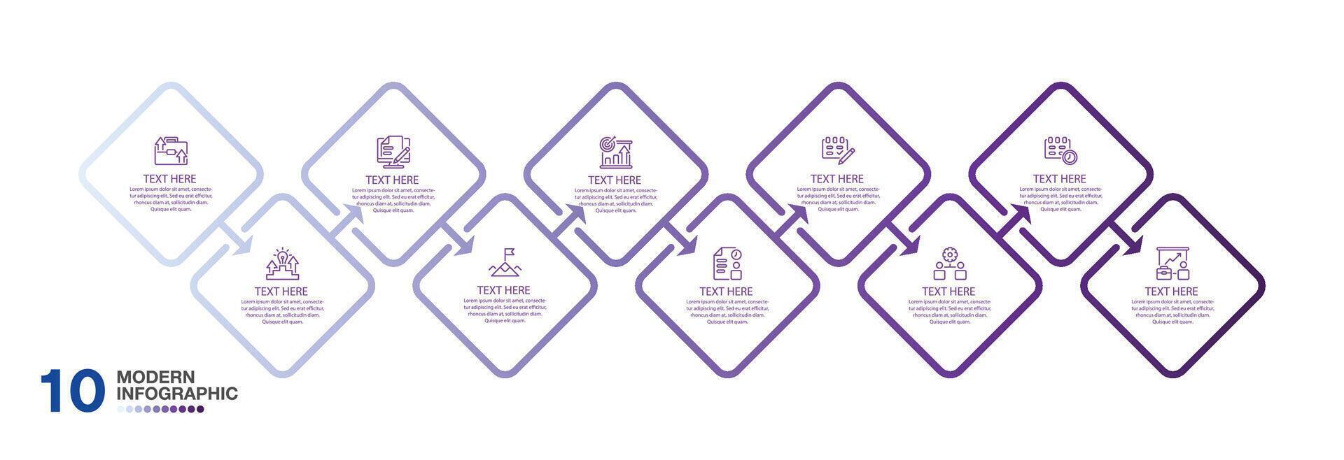 Infographic process design with icons and 10 options or steps. vector