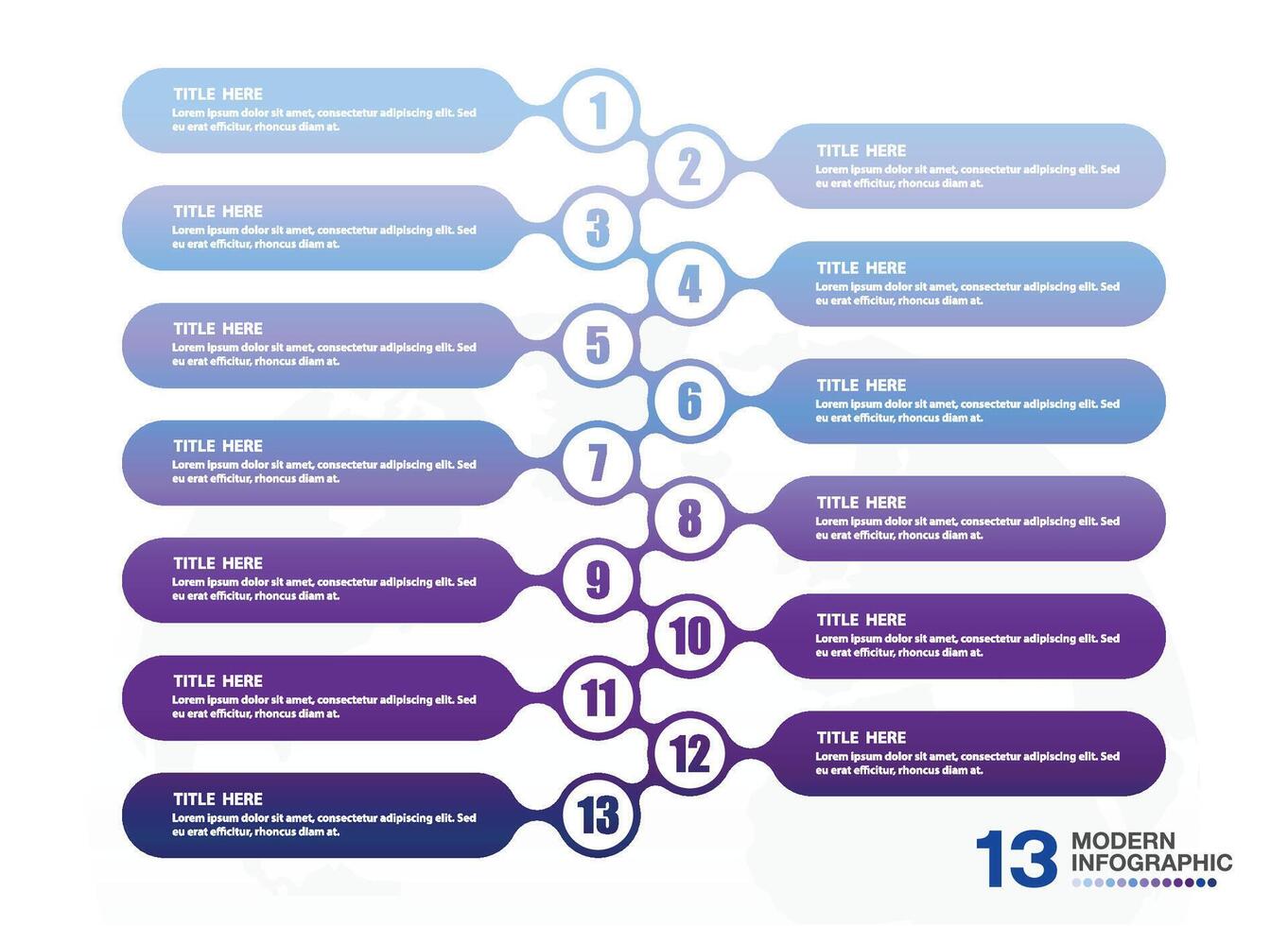 Infographic process design with icons and 13 options or steps. vector