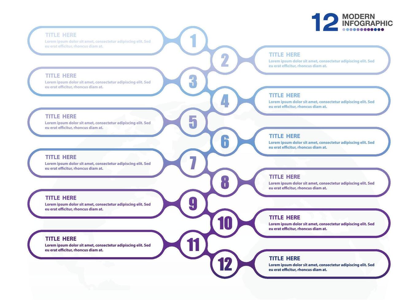 Infographic process design with icons and 12 options or steps. vector