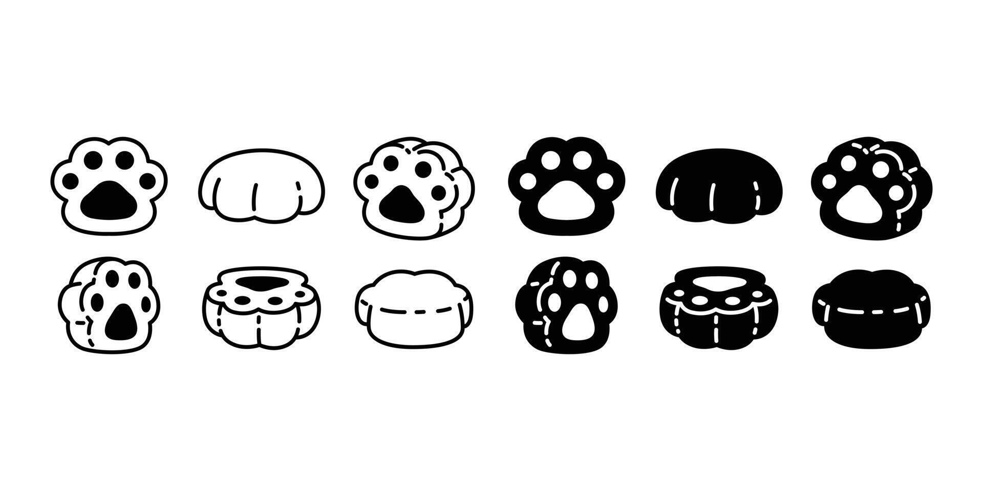 cat paw dog footprint icon kitten french bulldog bear pet cartoon logo symbol character french bulldog illustration doodle design clip art vector