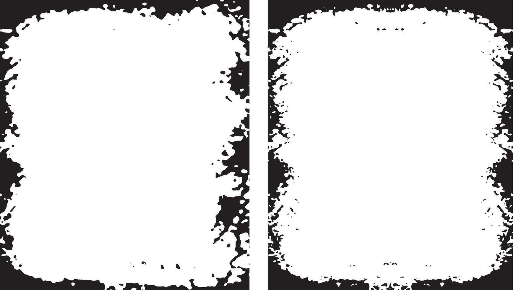 vintage Grunge Photo Frames A Collection of Four Unique, Distressed Borders Featuring Irregular, Jagged Edges and a Black-and-White Colour Scheme for Creative Visual Projects vector