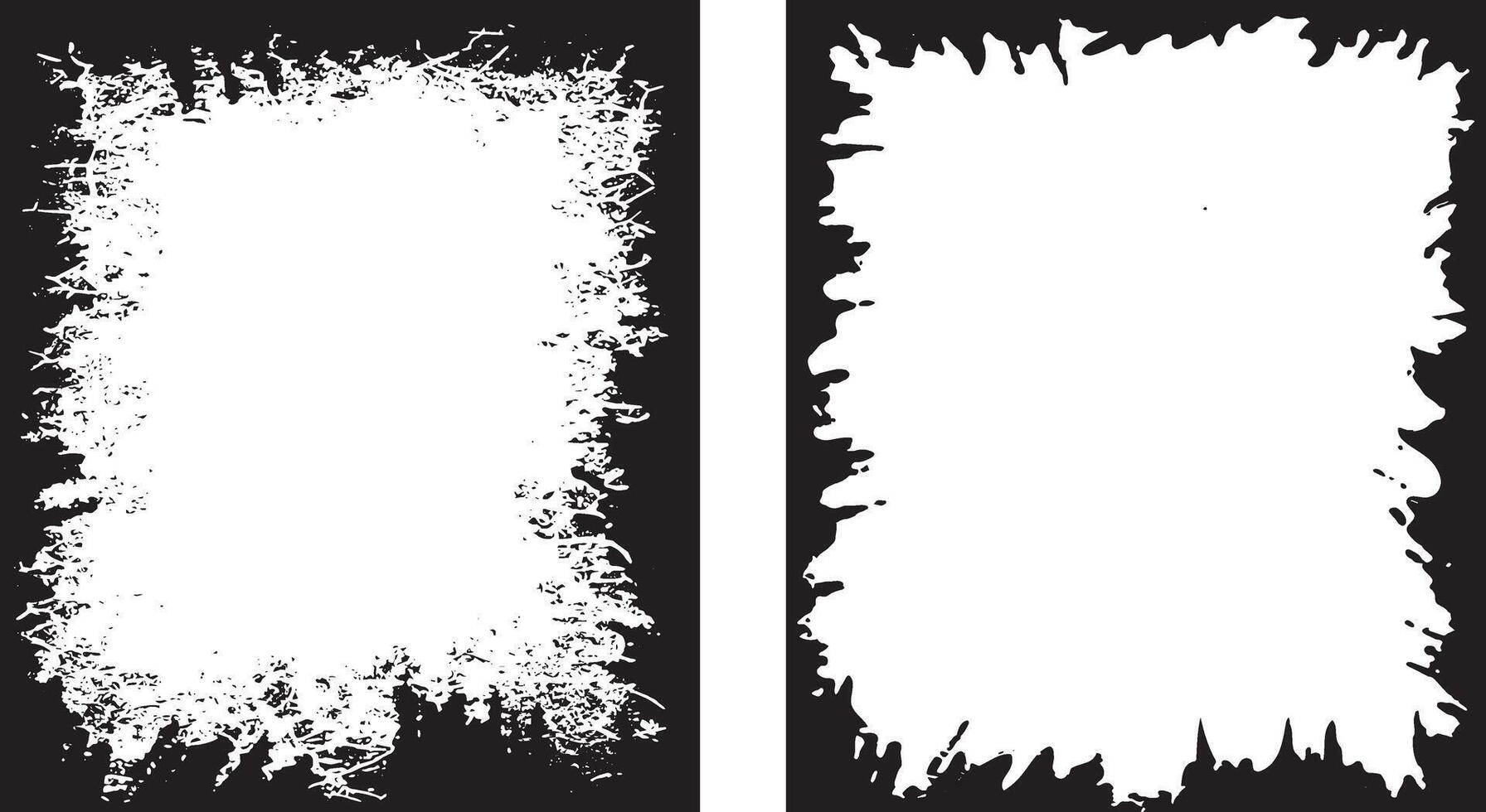 Dynamic Dual Grunge Photo Frames set Featuring Rough, Splattered Borders and Jagged Edges for an Edgy and Artistic Display vector