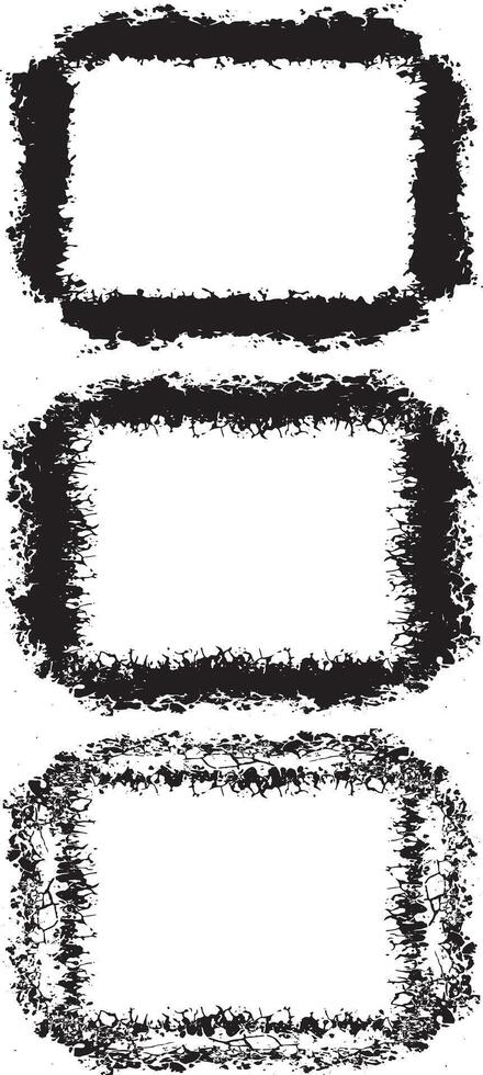 a set of four black and white grunge frames, Distressed and Cracked Borders for Artistic and Bold Visual Displays vector