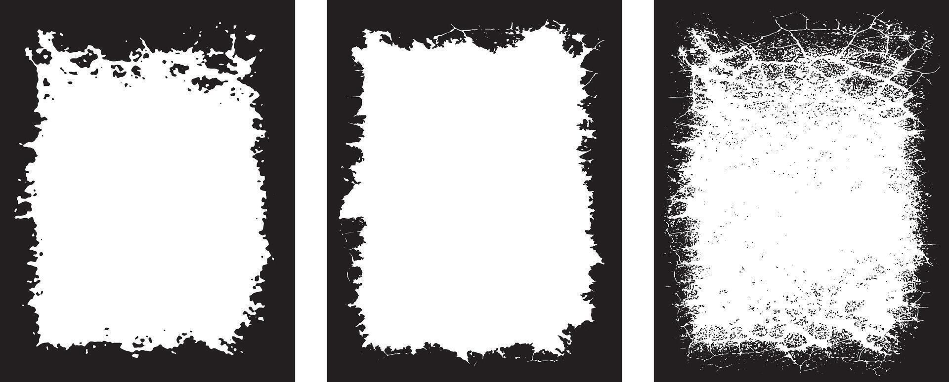 Distressed Grunge Photo Frames with Cracked and Weathered Textures for Artistic and Edgy Visual Displays vector
