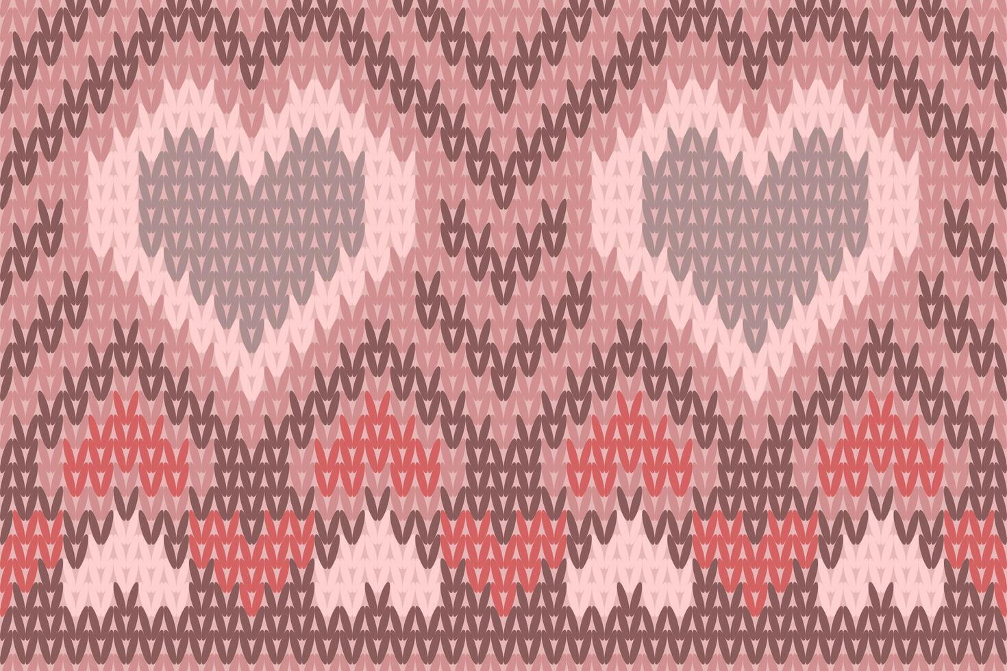 Valentine themed knitting seamless pattern, pink heart shaped for background, card, print vector