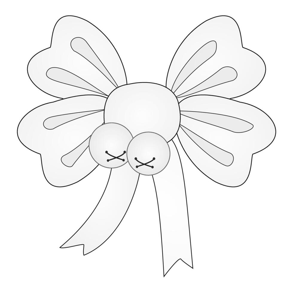 Childrens coloring books. Holiday bow with bells, Christmas vector