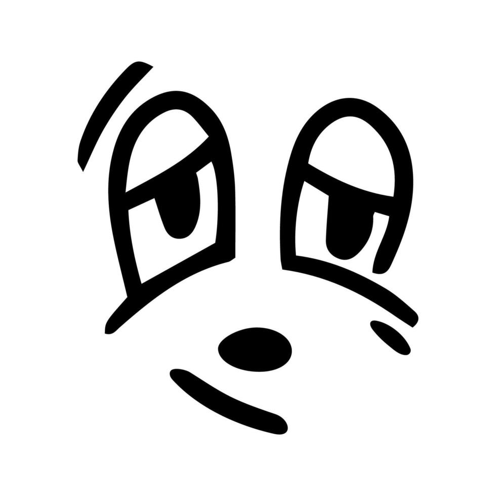 Doodle face expression. Cute comic retro eyes. Mascot icon element. Hand drawn facial emotion vector