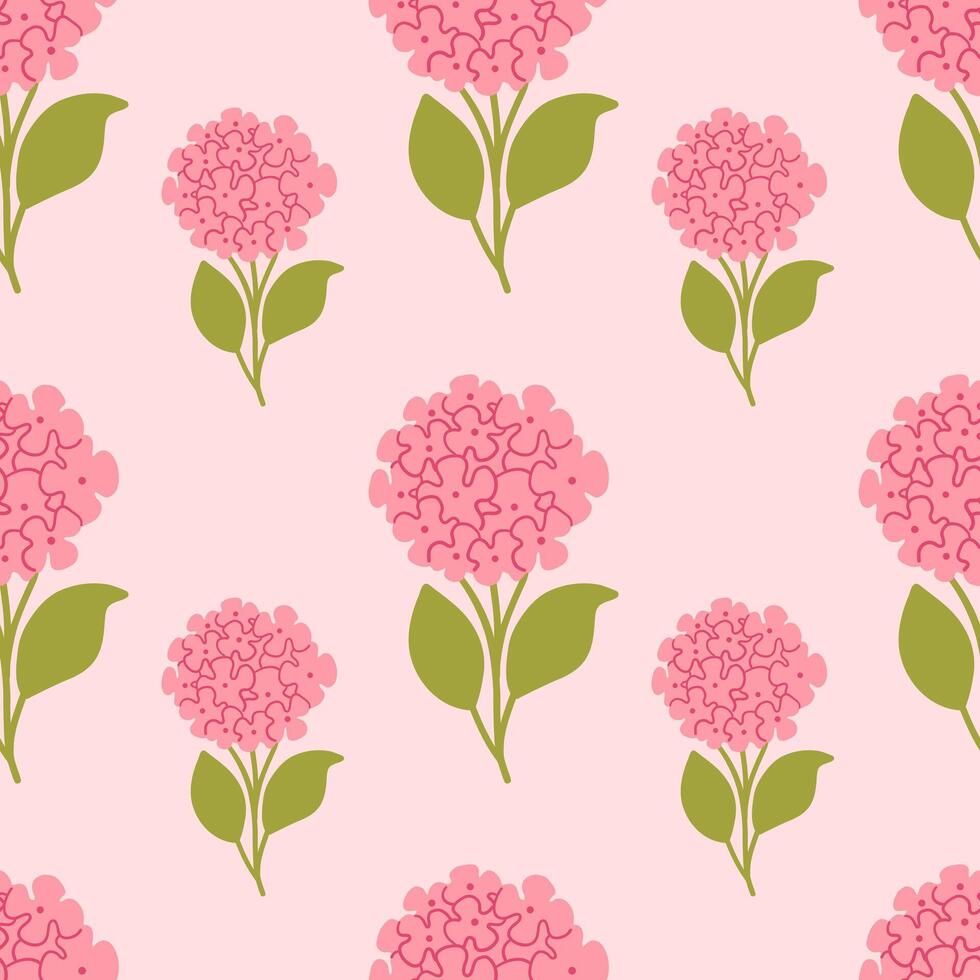 Floral seamless pattern with hydrangeas on a light background vector
