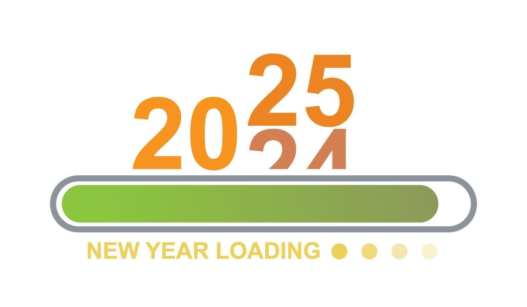Loading 2024 to 2025 progress bar. Happy new year 2025 welcome. Year changing from 2024 to 2025. end of 2024 and starting of 2025. Almost reaching New Year Wishes 2025. start goal and planning. vector