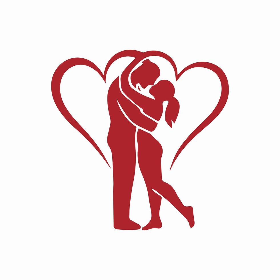 a man and woman are hugging in a heart shape vector