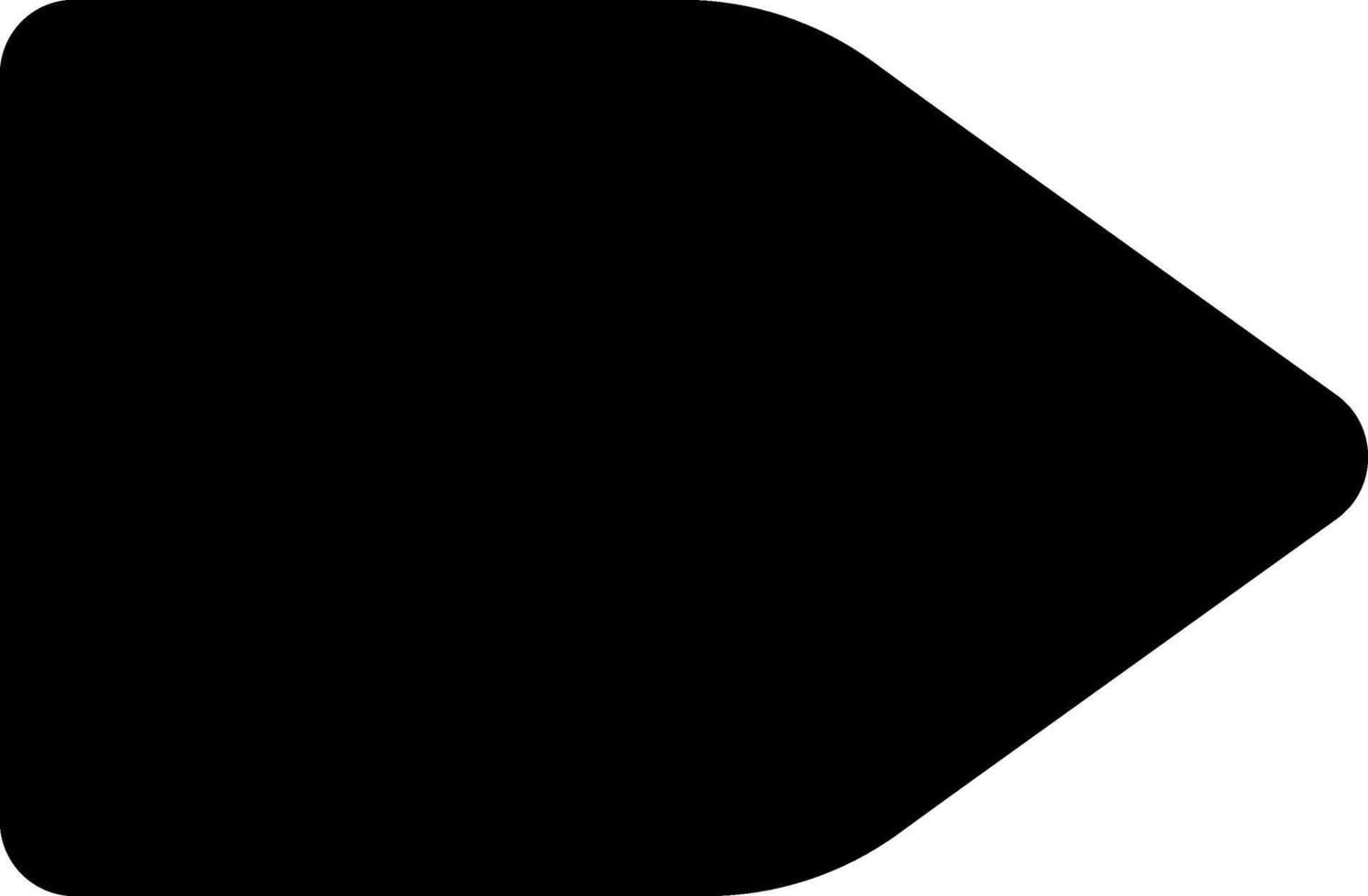 Simple black rounded triangle pointing right, representing forward movement and progress, set against a clean white background, conveying direction and purpose in design vector