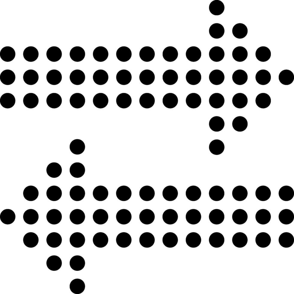 Two black dotted arrows pointing in opposite directions symbolize opposing forces, choices, and the two way exchange of information, illustrating conflict and decision making dynamics vector