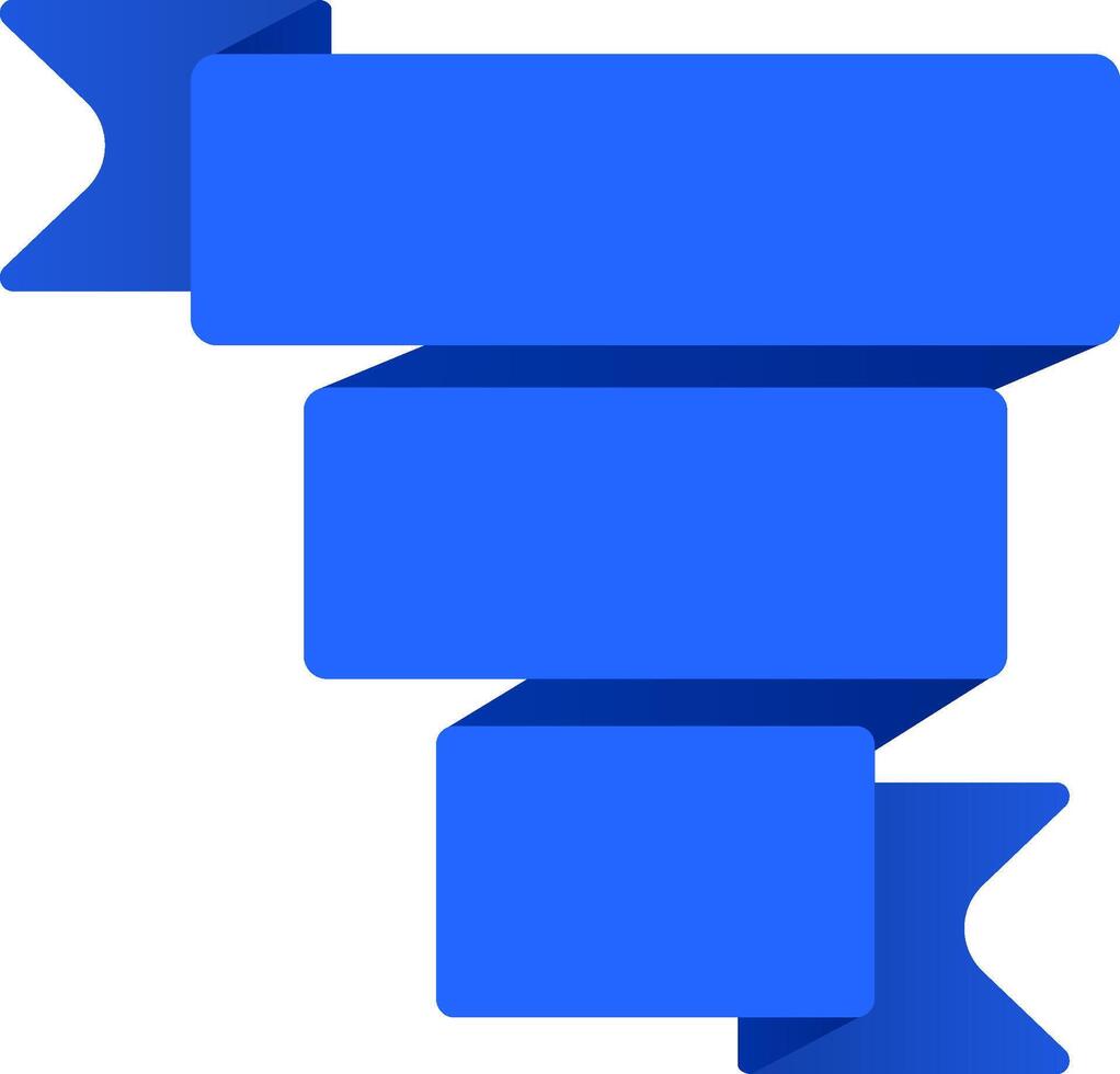 Blue ribbon banner waving and folding, creating a dynamic and eye catching design element on a clean white background, perfect for highlighting important information or adding a decorative touch vector
