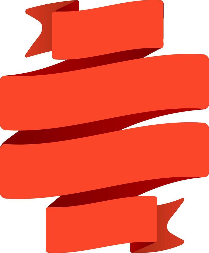 Four segments of a vibrant red ribbon are elegantly intertwined, creating a dynamic and celebratory visual, perfect for festive occasions and announcements vector