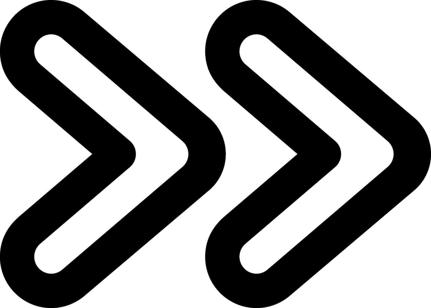 Two thick black arrows are pointing to the right, symbolizing forward movement, progress, and the concept of next or continue, ideal for user interfaces and digital design vector